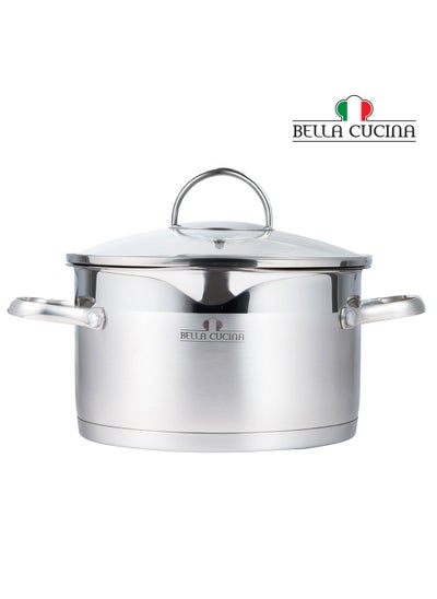 Buy Bella Cucina Casserole Ø26X14.5Cm S/S Induction With Lid, Exceptional Durability and Strength Safe Cooking Pot in UAE