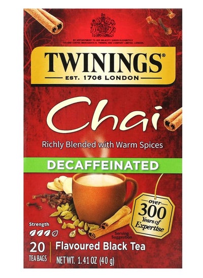 Buy Flavored Black Tea Chai Decaffeinated  20 Tea Bags 1.41 oz (40 g) in UAE