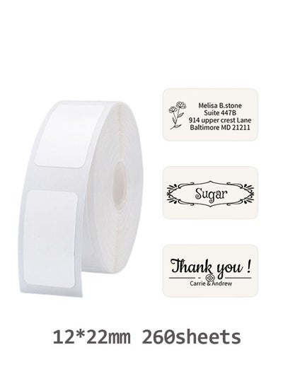 Buy D11/D110/D101 Waterproof Thermal Label Paper for Barcode Printing 12*22mm White in UAE