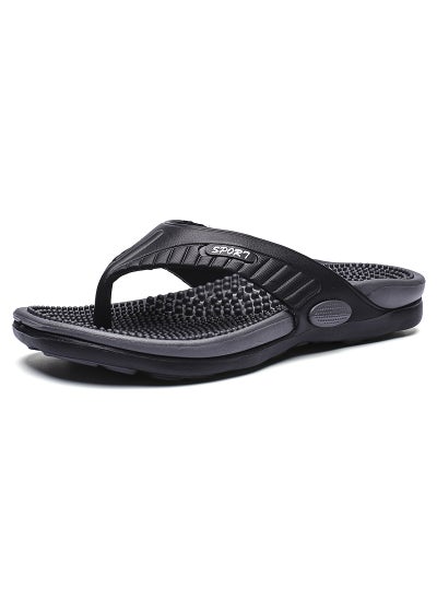 اشتري Mens Fashion Slide Sandals Flat Beach Flip-Flops707 black 707 black في الامارات