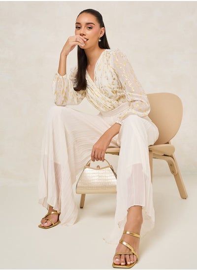 Buy Chiffon Foil Print Pleated Jumpsuit in Saudi Arabia