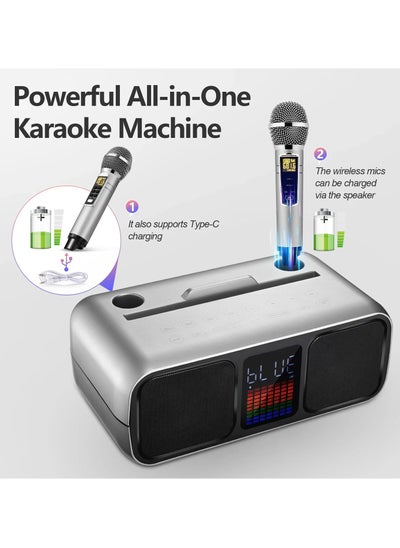 Buy S39 Pro Portable Bluetooth Speaker With 2 Microphones UHF Wireless Karaoke Machine For Adults And Kids Speaker System With Gradual Colorful LED Lights For Home Party in UAE