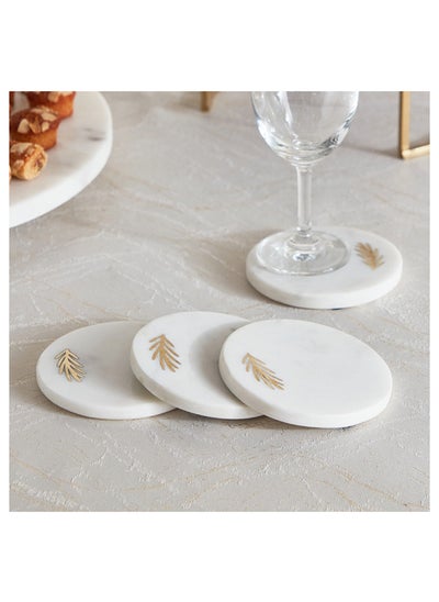 Buy Bianca 4-Piece Marble Coaster Set 10x1x10 cm in UAE