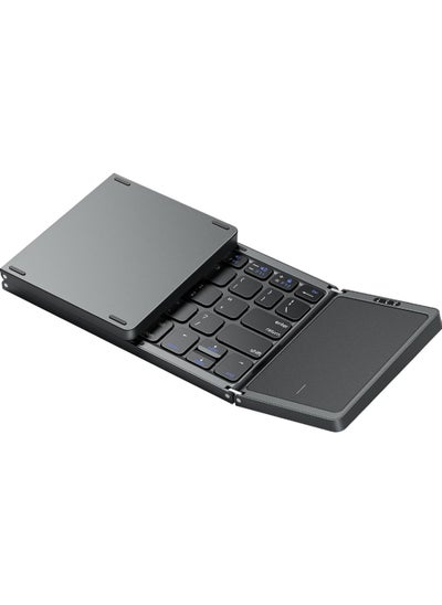 Buy Foldable Bluetooth Keyboard with Touchpad Wireless Folding Keyboard, Multi-Device and Rechargeable Portable Keyboard for iPad iPhone Android Windows Laptop Desktop Tablet and PC in UAE