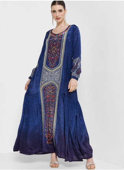 Buy Printed Scoop Neck Jalabiya in Saudi Arabia