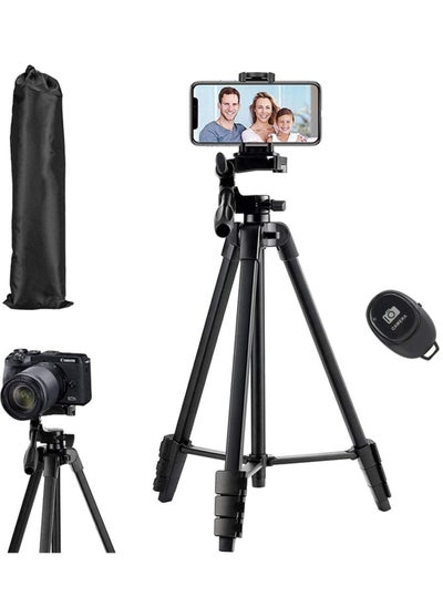 Buy Flexible Tripod, Eocean 136cm Extendable Phone Tripod Stand with Carry Bag,Cell Phone Tripod with Wireless Remote,Universal Tripod for Video Selfie,iPhone Tripod Stand Travel Camera Tripod in UAE