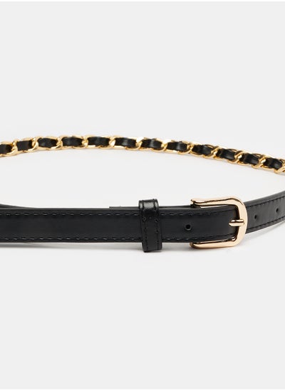 Buy Skinny Black Belt with Gold Chain in Egypt