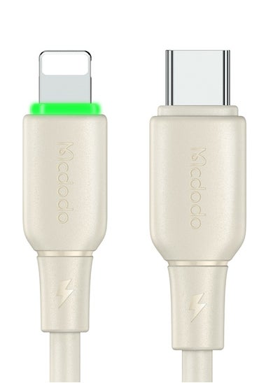 Buy Alpha Series 36W Type-C to Lightning Data Cable with LED Indicator – 1.2m Beige in UAE