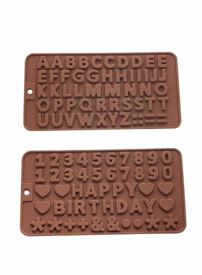 اشتري Silicone Letter Mold and Number Chocolate Molds Ton Silicone Alphabet and Number Cake Baking Mold Chocolate Ice Tray Embosser Cutter 3D Non-Stick Mold في الامارات