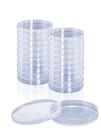 Buy Pack Of 20 Sterile Plastic Petri Dishes With Lids, 90 Mm Diameter X 15 Mm Deep, Suitable For School Projects/Samples/Bacteria/Plant And Seed Culture Cell Culture, Petri Dishes in Saudi Arabia