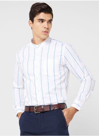 Buy Pure Cotton Printed Casual Shirt With Full Sleeve And Mandrin Collar in Saudi Arabia