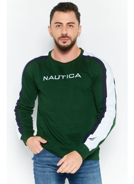 اشتري Men Crew Neck Long Sleeve Brand Logo Sweatshirt, Green في الامارات