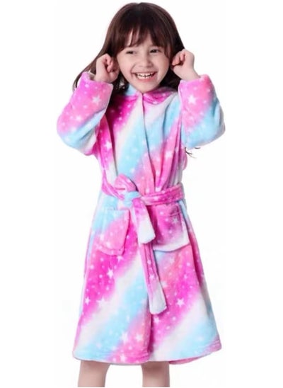 Buy Kids Bathrobes Baby Girls Unicorn Design Bathrobes Hooded Nightgown Soft Fluffy Bathrobes Sleepwear For Baby Girls (6Y-7Y) in UAE