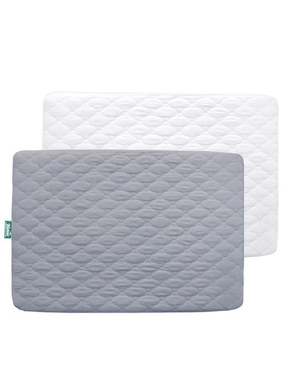 Buy Sheet For Pack And Play Quilted Waterproof Protector 2 Pack Premium Mattress Pad Cover 39 X 27 Compatible With Graco Pack N Play Or Other Baby Playard Mattress Portable Mini Crib Gray & White in UAE