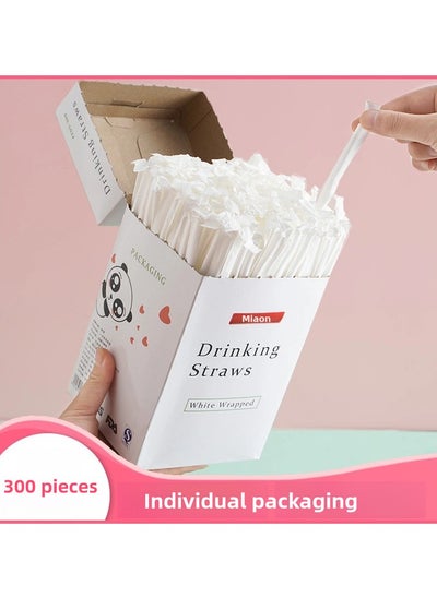 Buy A box of 300 pieces Individually Wrapped Disposable Drinking Straws in UAE