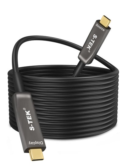 Buy S-TEK USB-C to USB-C Cable Optical Fiber Cable (10 Gbps), USB GEN 3.2 Cable 2 x 2 AOC supports Ultra HD Video Output at 4K 60 Hz, USB-C Cable for VR, Webcam, TV, Camera, Laptop and More. in UAE