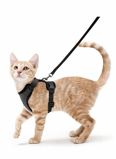 اشتري Cat Harness and Leash for Walking, Escape Proof Soft Adjustable Vest Harnesses Cats, Easy Control Breathable Jacket, Black (S) في السعودية