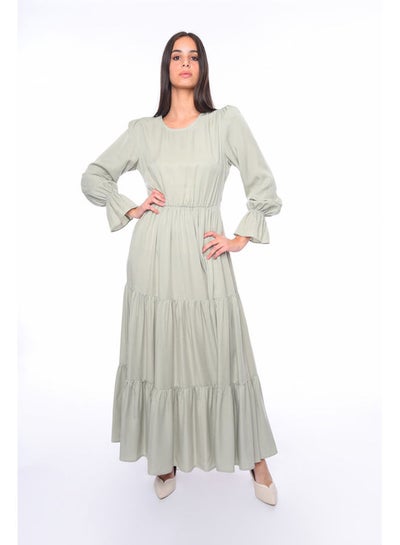 اشتري ESLA Plain Long Sleeved Long Dress Mint في مصر