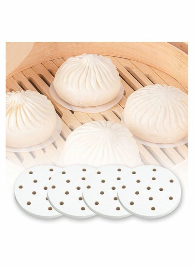 اشتري 500Pcs Small Bamboo Steamer Liners, SYOSI Steamed Bun Paper, Non-stick Mini Steam Paper for Buns Dumplings (4in) في الامارات