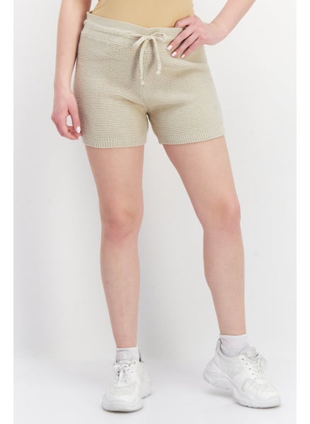 Buy Women Solid Knitted Short, Beige in UAE