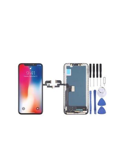 اشتري مجموعة عرض بديلة لشاشة LCD من RYN® لهاتف IPhone X، مقاس 5.8 بوصة باللون الأسود، مع مجموعة أدوات إصلاح وواقي شاشة. نماذج متوافقة A2221 A2111 A2223 في الامارات