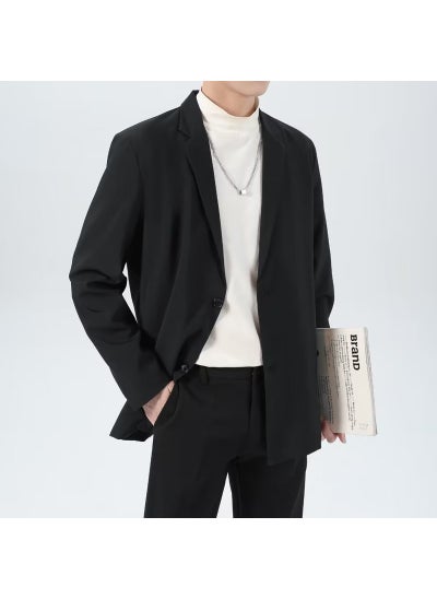 Buy British Style Mens Casual Blazer Suit Jacket Black in Saudi Arabia