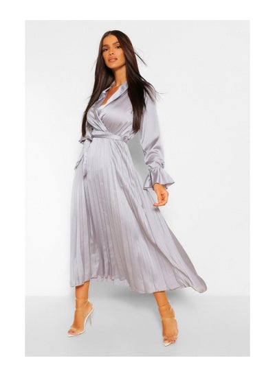 Buy Satin Pleated Midaxi Dress in UAE