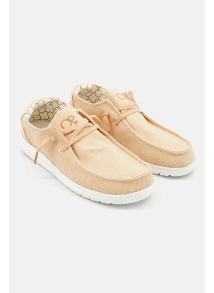 Buy Women Linen Lace Up Casual Shoes, Tan in Saudi Arabia