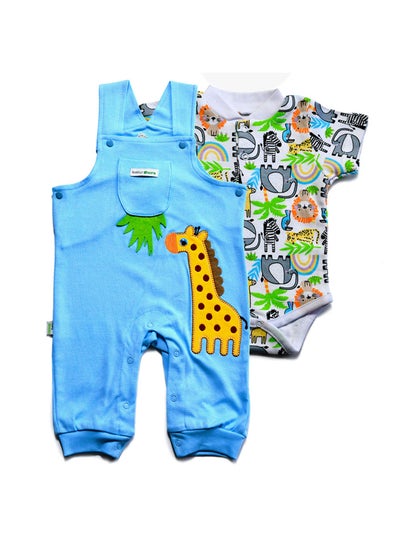 Buy Giraffe Baby set with Printed jumpsuit and T-shirt Light Blue in Egypt