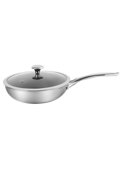 اشتري CORELLE Duranano Stainless Steel Wok Pan 26Cm with Lid, Non Stick,Scratch Resistant في الامارات