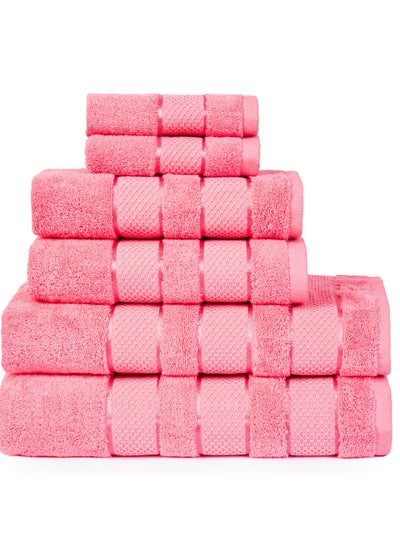 Buy Safi Plus 6 Piece Turkısh Cotton Super Soft Towel Set Pink in UAE