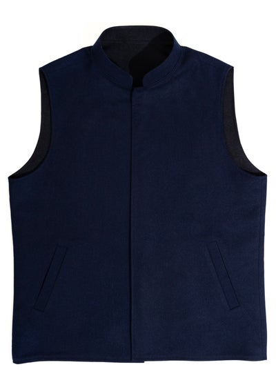 Buy Traditional Vest Made from Gogh Double Face Navy Blue and Black in Saudi Arabia