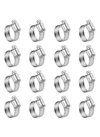 Buy 16 Pack Stainless Steel Hose Clamps for Automotive Plumbing - SAE 12, 1/2'' to 1-1/4'' Clamping Range - Ideal for 1/2 Inch, 3/4 Inch, 1 Inch Hoses in Saudi Arabia