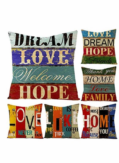 Buy Decorative Throw Pillow Covers, Pack of 6 Decorative Love Life Pillowcases, Mix and Match for Home Decor, Throw Pillow Covers Home Decor for Sofa Car Bedroom 18x18 Inch in Saudi Arabia