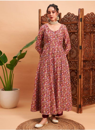 Buy Floral All Over Print Anarkali Maxi Kurta in Saudi Arabia