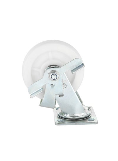 Buy Heavy Duty White PP Swivel Brake Caster  With Double Ball Bearing Steel Fixture 5.5mm 4x2 in Saudi Arabia