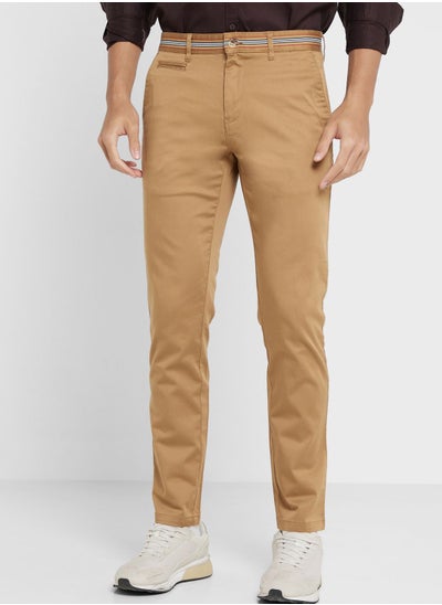 Buy Thomas Scott Men Brown Slim Fit Chinos Trousers in Saudi Arabia