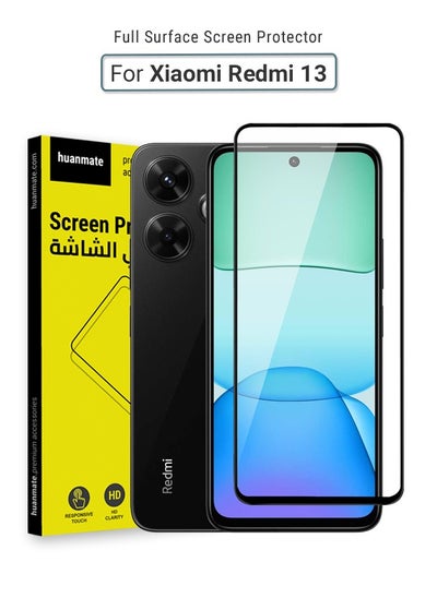 Buy Xiaomi Redmi 13 Screen Protector – Premium Edge to Edge Tempered Glass, High Transparency, Delicate Touch, Anti-Explosion, Smooth Arc Edges, Easy Installation in Saudi Arabia