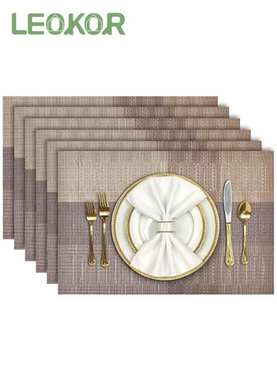 اشتري 6 PCS Bamboo PVC Weave Placemats Non-Slip Table Mats for Kitchen Table 30x45 cm في السعودية