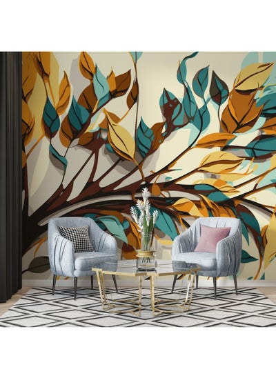 Buy Autumn Leaves Fabric Wallpaper Covers An Area ​​Up To 4.2Mx3M With Adhesive And Smoothing Tool in Egypt