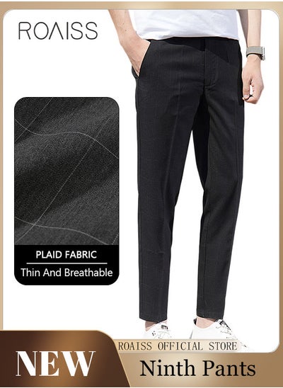 Buy Young Men's Suit Pants Straight Fit British Plaid Thin Section Business Casual Pants Cropped Pants in Saudi Arabia