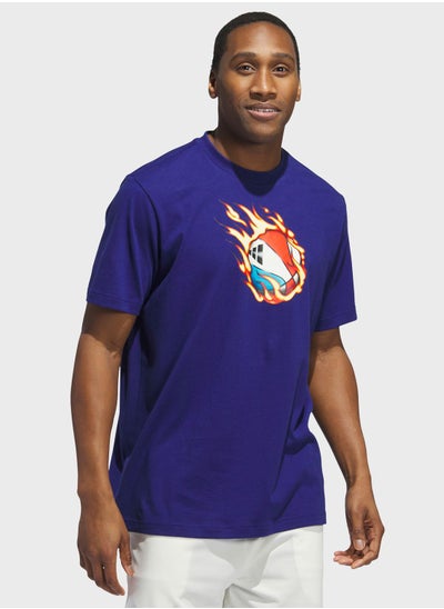 Buy On Fire Basketball Graphic T-Shirt in UAE