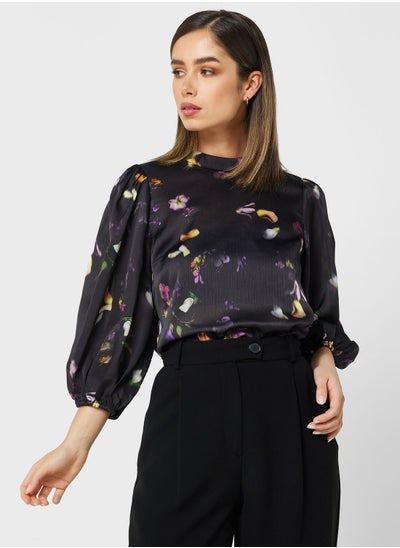 اشتري High Neck Ballon Sleeve Top في الامارات