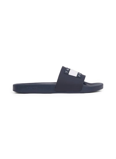 Buy Men's Pool Slides - Faux Leather, Blue in UAE