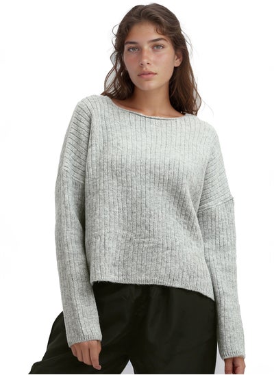 اشتري Ribbed Round Neck Long Sleeve Knit Pullover في مصر