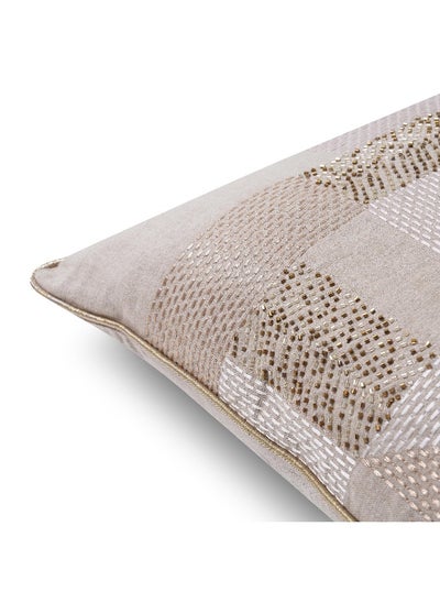 اشتري Trystan Square Embroidered Filled Cushion 50X50Cm - Gold في الامارات