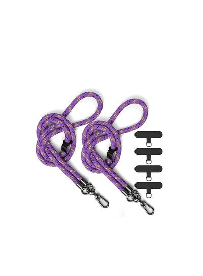 Buy Showday Cell Phone Lanyard, Soft Nylon Crossbody Thick Rope Universal Adjustable Detachable Phone Lanyard, Phone Strap, with Phone Lanyard Patch (Purple-2pcs) in Egypt