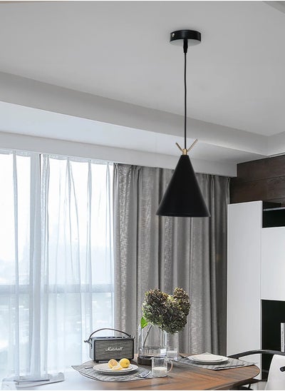 Buy Minimalist Matte Black Chandeliers Light with Gold Accents - Adjustable Modern Ceiling Fixture for Contemporary Interiors - Black in Saudi Arabia