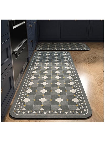 Buy 2 Sets Of Fashion Crystal Velvet Floor Mat Absorbing Water And Oil kitchen Mat Door Mat Bathroom Corridor Porch Non-slip Super Absorbent Quick-drying Non-slip Mat 50x160CM+50x80CM in UAE