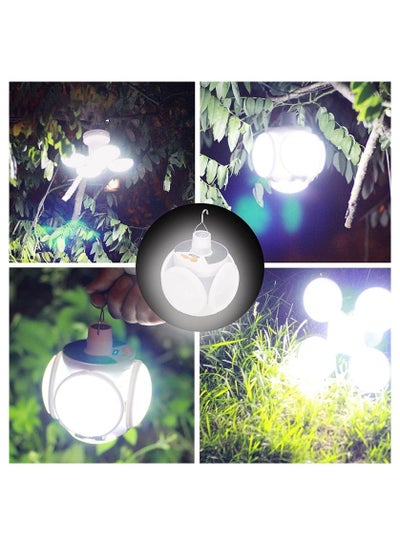 Buy Solar Camping Lantern, Portable Tent Lamp with Hanging Hook, Folding LED Football Bulbs Rechargeable USB Camping Lights for Home, Office, Tent, Car, Emergency Outages in UAE